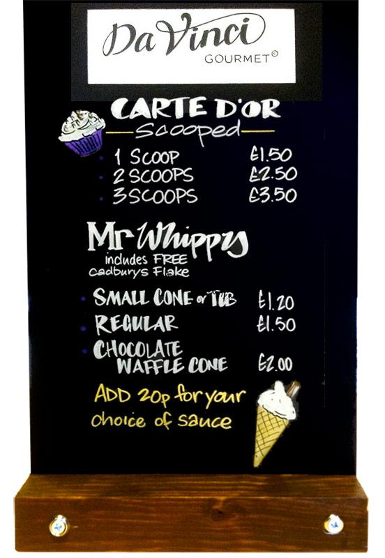 Křídová menu tabulka na stůl