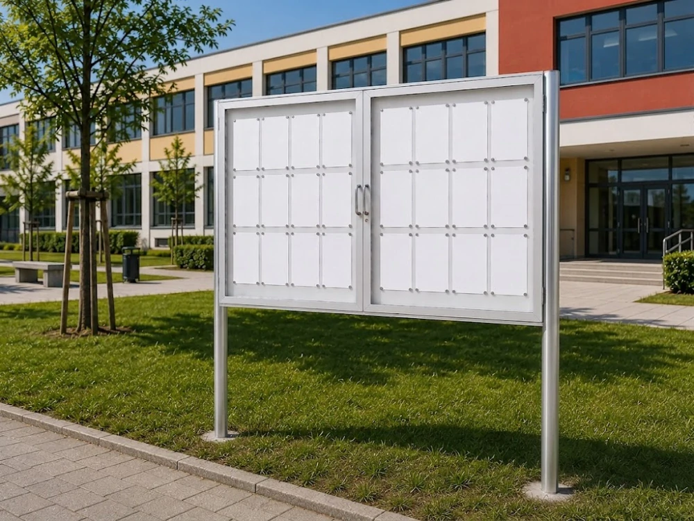 Dvoukřídlá venkovní informační vitrína H60 24×A4 se sloupky