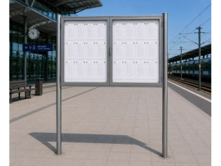 Oboustranná dvoukřídlá venkovní informační vitrína DH120 48×A4 se sloupky
