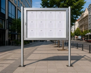 Venkovní informační vitrína H40 12×A4 se sloupky